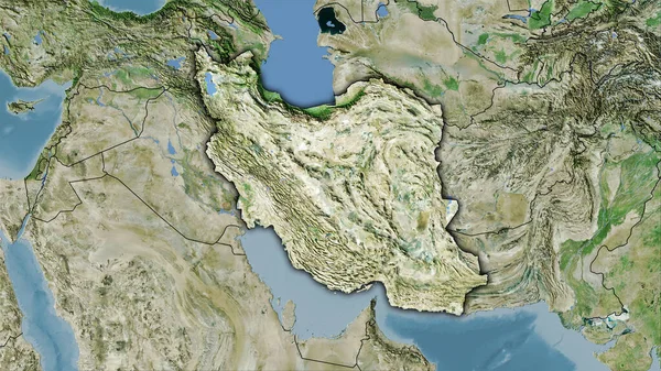 Area Iran Sulla Mappa Satellitare Nella Proiezione Stereografica Composizione Grezza — Foto Stock