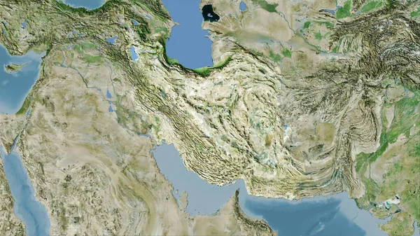 Zone Iran Sur Carte Satellite Dans Projection Stéréographique Composition Brute — Photo