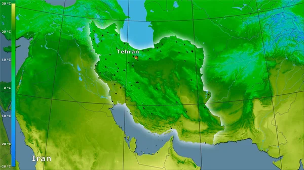 Ran Bölgesinde Efsanevi Stereografik Projeksiyonda Yıllık Ortalama Sıcaklık Ana Bileşim — Stok fotoğraf