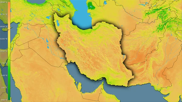 Середня Зміна Температури Районі Ірану Стереографічній Проекції Легендою Сира Композиція — стокове фото