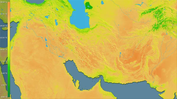Середня Зміна Температури Районі Ірану Стереографічній Проекції Легендою Сира Композиція — стокове фото