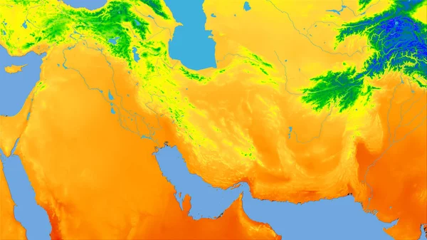 Площа Ірану Щорічній Температурній Карті Стереографічній Проекції Сира Композиція Растрових — стокове фото