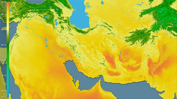 Максимальна Температура Найтеплішого Місяця Районі Ірану Стереографічній Проекції Легендою Сирою — стокове фото