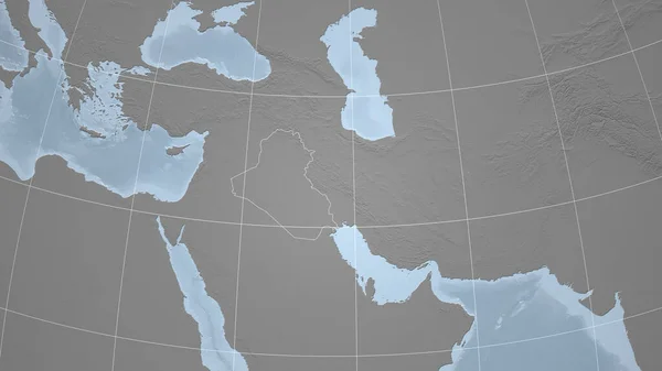 Irak Sąsiedztwo Odległa Perspektywa Zarysem Kraju Mapa Elewacji Skali Szarej — Zdjęcie stockowe
