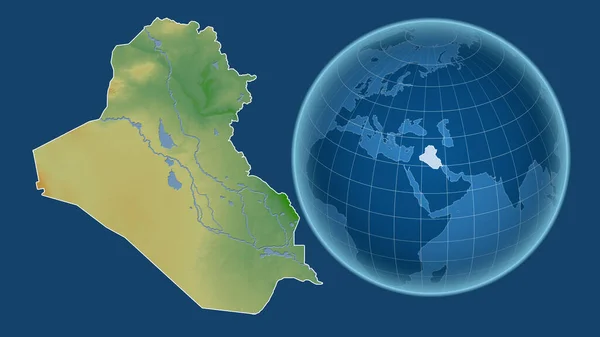 Irak Globus Mit Der Form Des Landes Gegen Gezoomte Landkarte — Stockfoto