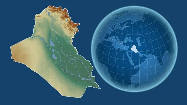 Irak Globo Con Forma Del País Contra Mapa Ampliado Con —  Fotos de Stock