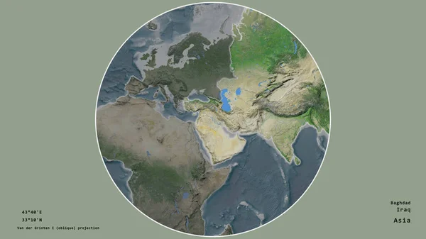 Территория Ирака Сосредоточена Кругу Окружающем Континент Ненасыщенном Фоне Приведены Основные — стоковое фото