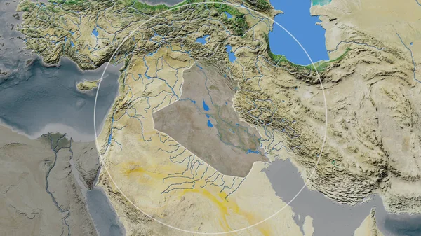 Area Allargata Dell Iraq Circondata Cerchio Sullo Sfondo Del Suo — Foto Stock