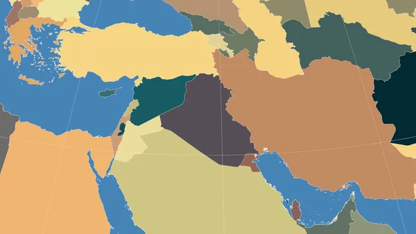Iraq Dintorni Prospettiva Obliqua Lontana Nessun Contorno Mappa Colori Delle — Foto Stock