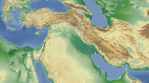 Ірак Його Околиці Дистанційна Перспектива Обрисів Фізична Карта — стокове фото