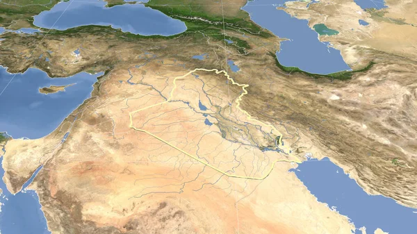 Irak Vecindario Perspectiva Oblicua Distante Forma Delineada Imágenes Satélite —  Fotos de Stock