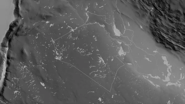 Аль Анбар Провинция Ирак Карта Масштабе Grayscaled Лаками Риверами Форма — стоковое фото