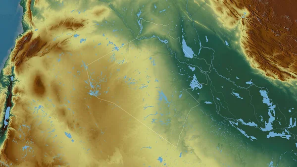イラクの州 アンバー 湖や川と色の救済 形状は その国の領域に対して概説 3Dレンダリング — ストック写真
