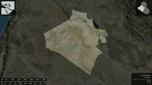 Anbar Provincie Irák Satelitní Snímky Tvar Prezentovaný Venkově Informativními Překryvy — Stock fotografie