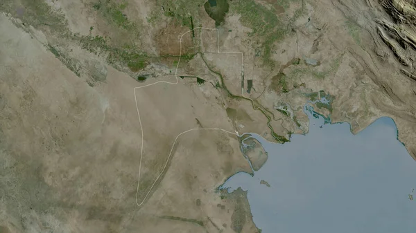 Basrah Provincia Iraq Imágenes Satélite Forma Delineada Contra Área País — Foto de Stock