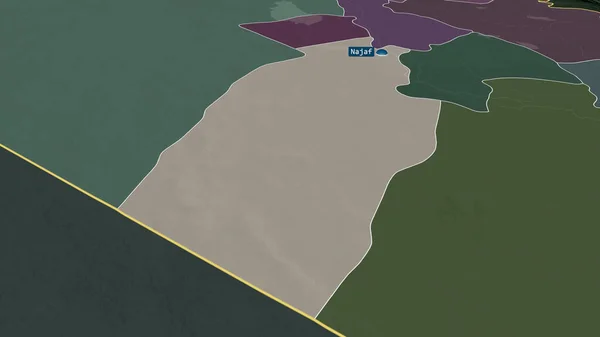 Najaf Província Iraque Ampliou Destacou Com Capital Mapa Colorido Esburacado — Fotografia de Stock