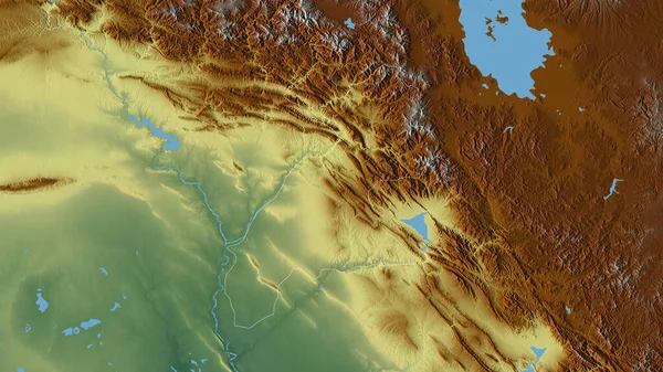 Arbil Província Iraque Alívio Colorido Com Lagos Rios Forma Delineada — Fotografia de Stock