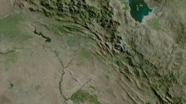 Arbil Provinsen Irak Satellitbilder Form Som Skisseras Mot Dess Landområde — Stockfoto