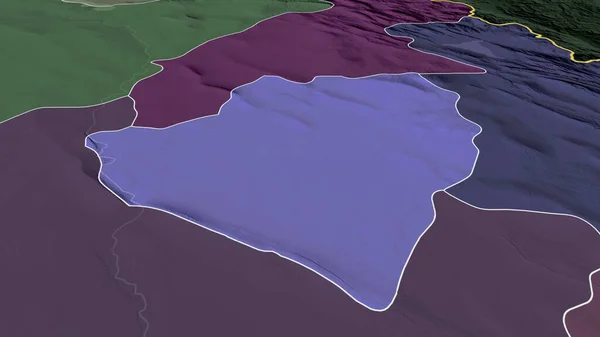 Mim イラクの州が拡大し 強調した 行政区画の色と衝突した地図 3Dレンダリング — ストック写真