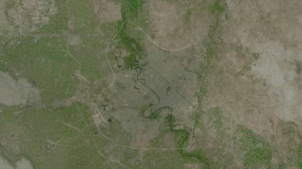 Багдад Провинция Ирак Спутниковые Снимки Форма Очерченная Против Территории Рендеринг — стоковое фото