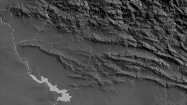 Dihok Prowincja Iraku Mapa Szarości Jeziorami Rzekami Kształt Nakreślony Stosunku — Zdjęcie stockowe