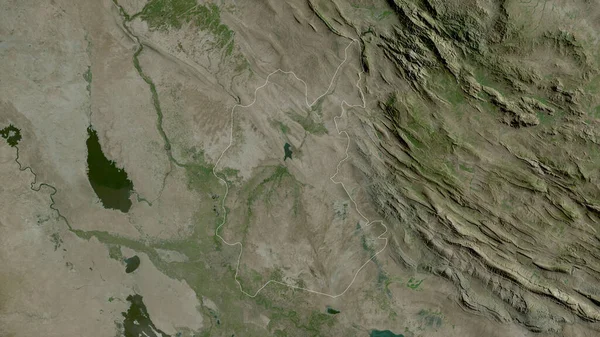 Diyala Province Iraq Satellite Imagery Shape Outlined Its Country Area — Stock Photo, Image