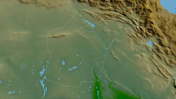 Ninawa Province Iraq Colored Shader Data Lakes Rivers Shape Outlined — Stock Photo, Image