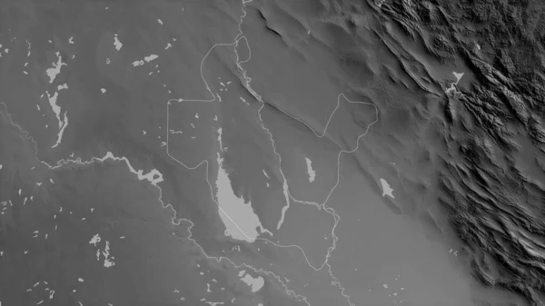 Sala Din Provincia Iraq Mapa Escala Grises Con Lagos Ríos — Foto de Stock