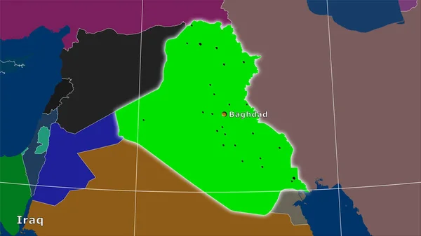 Zona Irak Mapa Divisiones Administrativas Proyección Estereográfica Composición Principal — Foto de Stock