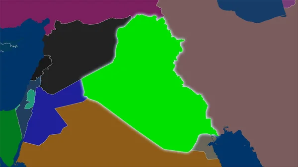 Area Iraq Sulla Mappa Delle Divisioni Amministrative Nella Proiezione Stereografica — Foto Stock