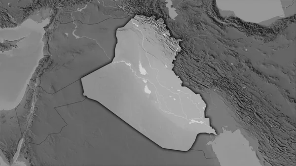 Área Irak Mapa Elevación Escala Grises Proyección Estereográfica Composición Cruda — Foto de Stock