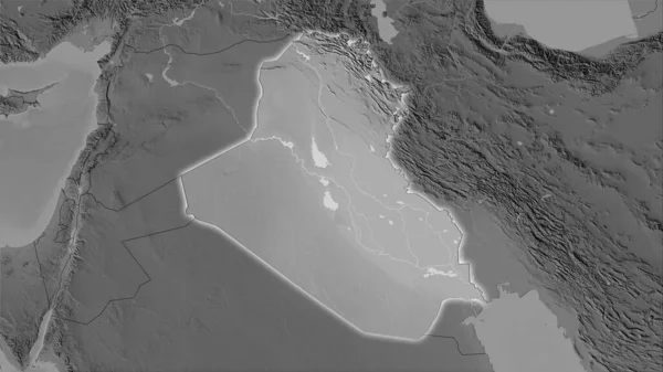 Área Irak Mapa Elevación Escala Grises Proyección Estereográfica Composición Cruda — Foto de Stock