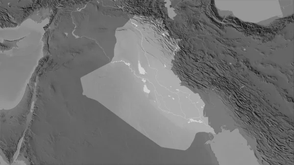 Sterografik Projeksiyondaki Gri Ölçekli Yükseltme Haritasında Irak Bölgesi Raster Katmanlarının — Stok fotoğraf