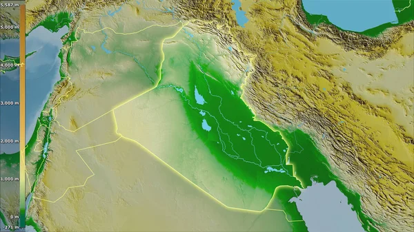 Mapa Físico Dentro Del Área Irak Proyección Estereográfica Con Leyenda —  Fotos de Stock