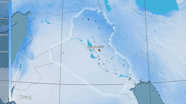 Precipitação Mês Mais Chuvoso Dentro Área Iraque Projeção Estereográfica Com — Fotografia de Stock
