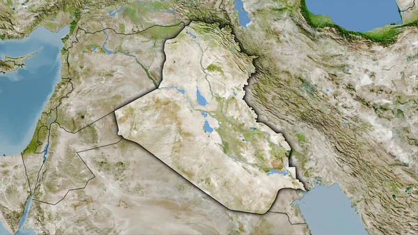 Uydudaki Irak Bölgesi Stereografik Projeksiyondaki Bir Harita Koyu Parlak Çizgili — Stok fotoğraf