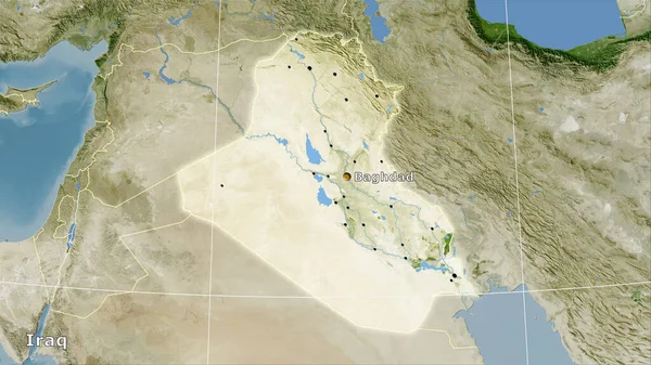 Zone Irak Sur Carte Satellite Dans Projection Stéréographique Composition Principale — Photo