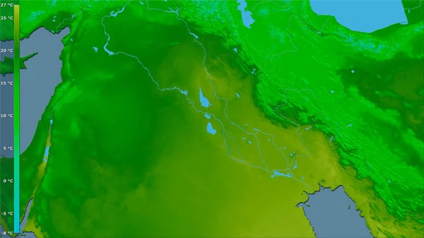 Temperatura Media Anual Dentro Del Área Irak Proyección Estereográfica Con — Foto de Stock