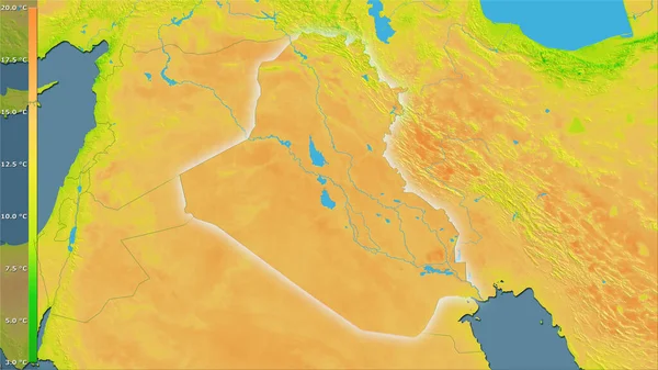 Variación Temperatura Diurna Media Dentro Del Área Irak Proyección Estereográfica — Foto de Stock