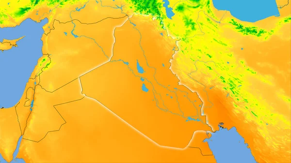 Територія Іраку Щорічній Температурній Карті Стереографічній Проекції Сира Композиція Растрових — стокове фото