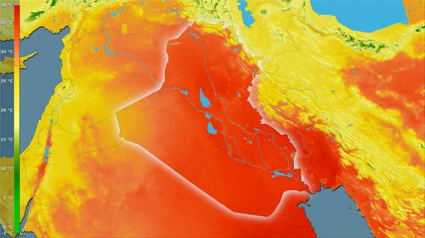 Середня Температура Найтеплішого Кварталу Районі Іраку Стереографічній Проекції Легендою Сира — стокове фото