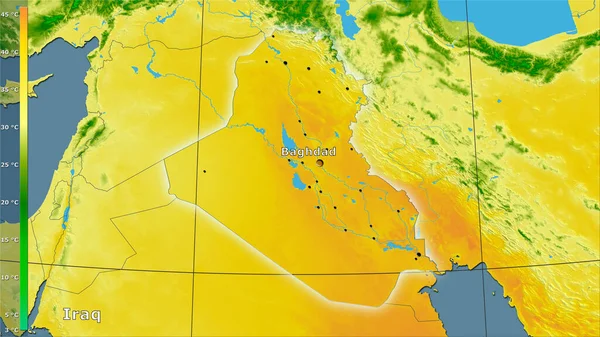 Temperatura Máxima Del Mes Más Cálido Dentro Del Área Irak — Foto de Stock