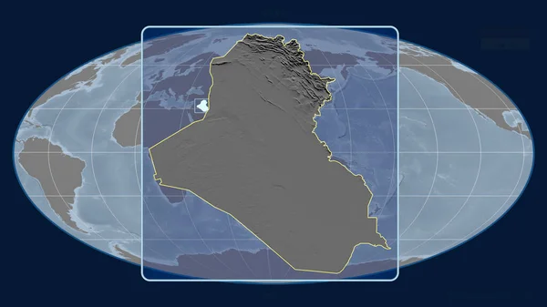 Vista Ampliada Iraque Esboço Com Linhas Perspectiva Contra Mapa Global — Fotografia de Stock