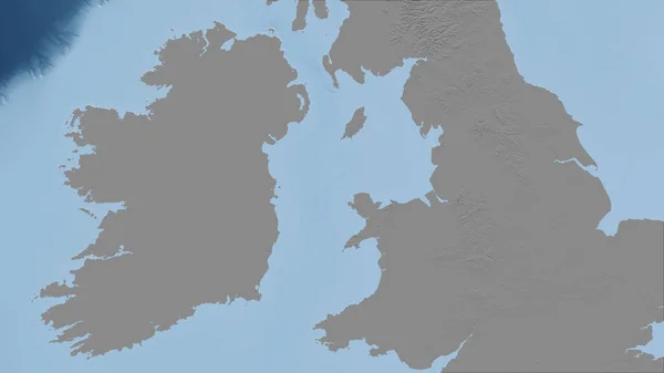 Irlandię Zbliżenie Perspektywy Kraju Bez Zarysu Mapa Elewacji Skali Szarej — Zdjęcie stockowe