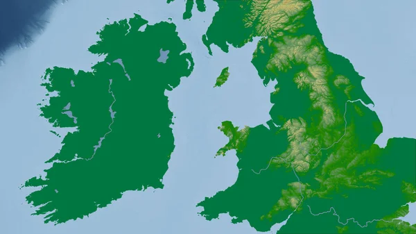 Irlanda Primer Plano Perspectiva Del País Sin Esbozo Mapa Físico — Foto de Stock