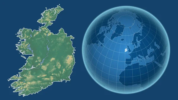 Ιρλανδία Σφαίρα Σχήμα Της Χώρας Αντίθεση Μεγεθυμένο Χάρτη Περίγραμμά Της — Φωτογραφία Αρχείου
