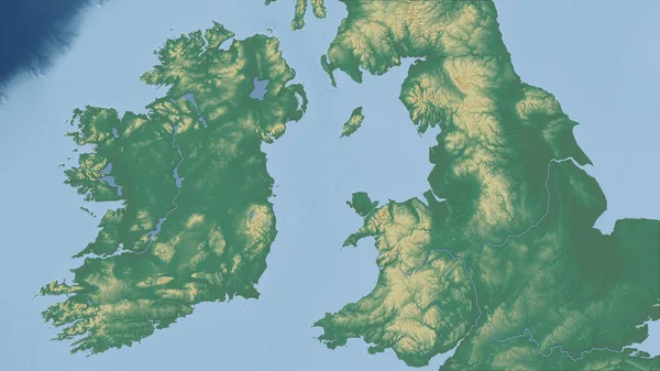 Ireland Close Perspective Country Outline Topographic Relief Map — Stock Photo, Image