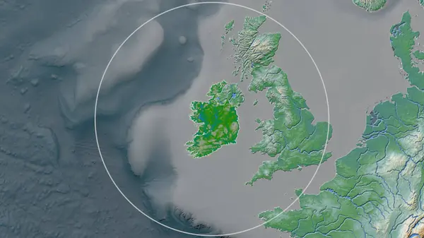 Zone Élargie Irlande Entourée Cercle Sur Fond Son Quartier Carte — Photo