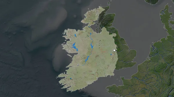 Zone Mise Évidence Irlande Avec Point Capital Sur Carte Désaturée — Photo