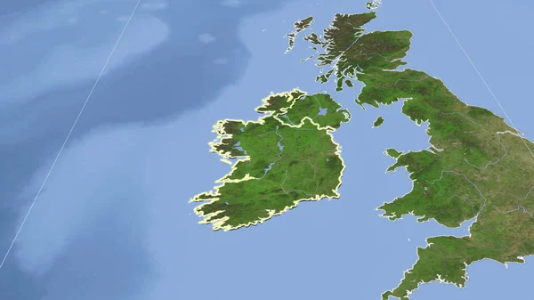 Irlande Son Voisinage Perspective Oblique Distante Forme Esquissée Imagerie Satellite — Photo